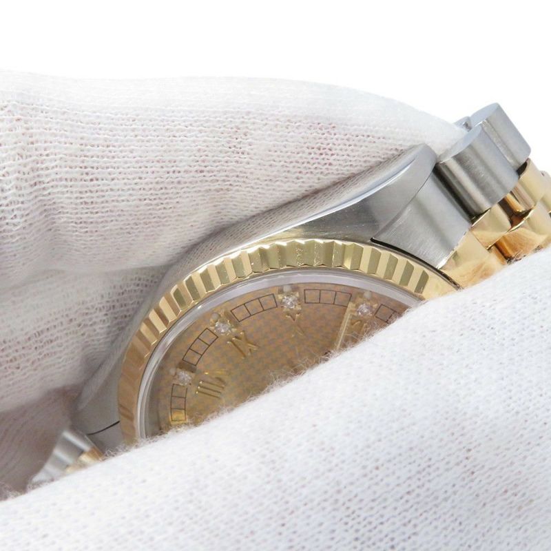ロレックス デイトジャスト S番 SS/K18YG 116233G ROLEX 腕時計 シャンパン/ハウンドトゥース文字盤 10Pダイヤ
