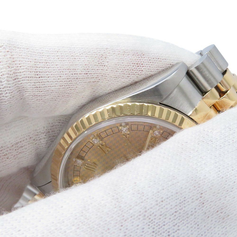 ロレックス デイトジャスト S番 SS/K18YG 116233G ROLEX 腕時計 シャンパン/ハウンドトゥース文字盤 10Pダイヤ