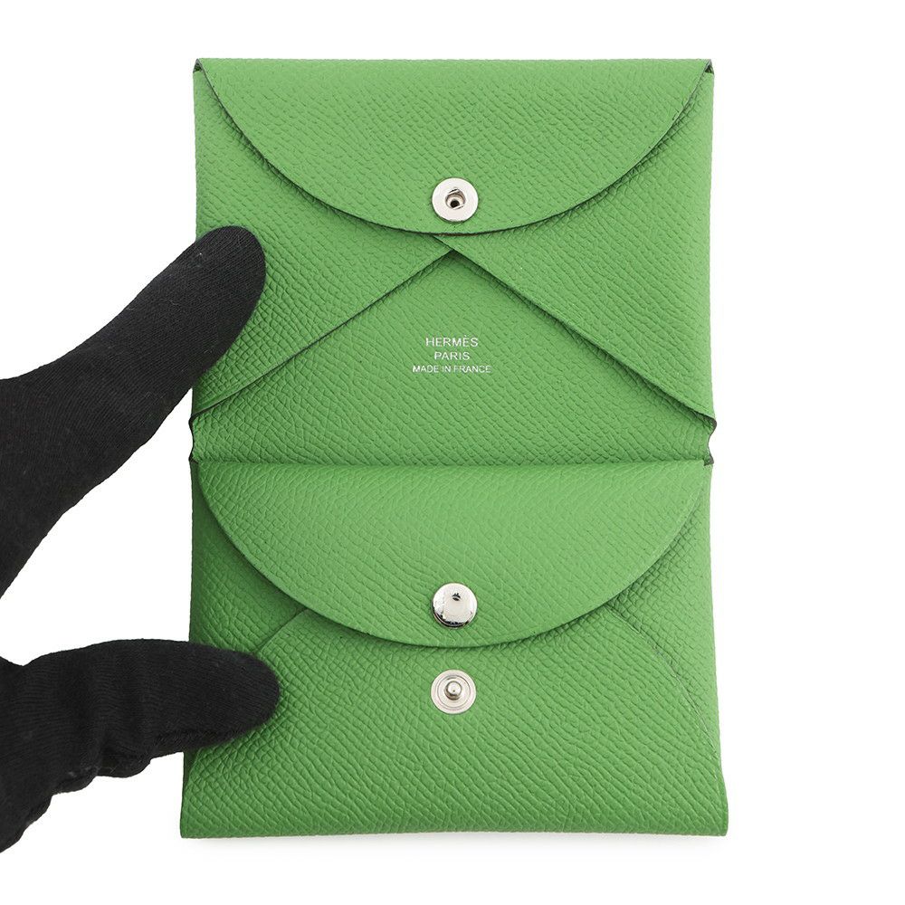 エルメス コインケース カルヴィ デュオ ヴェールユッカ/シルバー金具 エプソン K刻印 財布