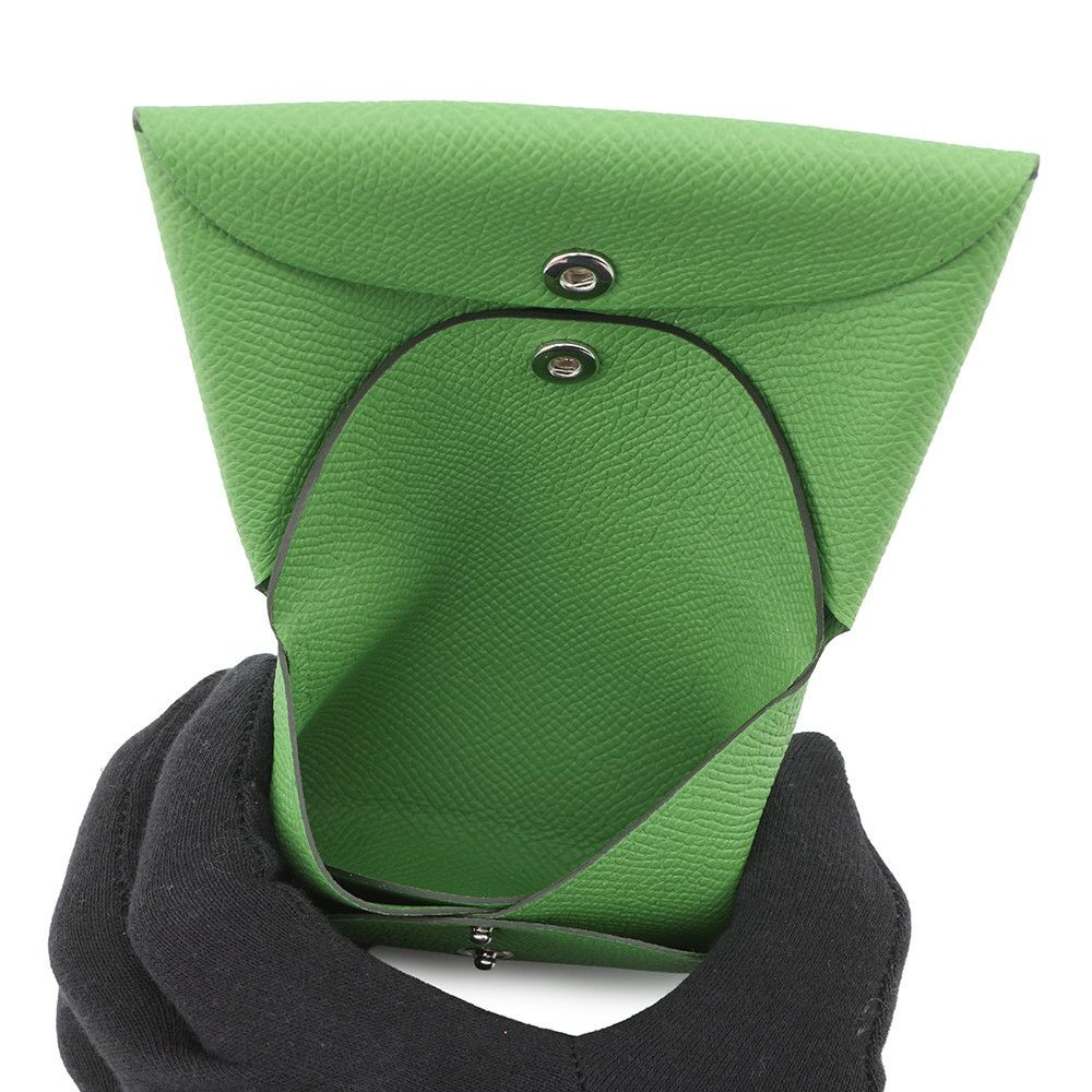 エルメス コインケース カルヴィ デュオ ヴェールユッカ/シルバー金具 エプソン K刻印 財布