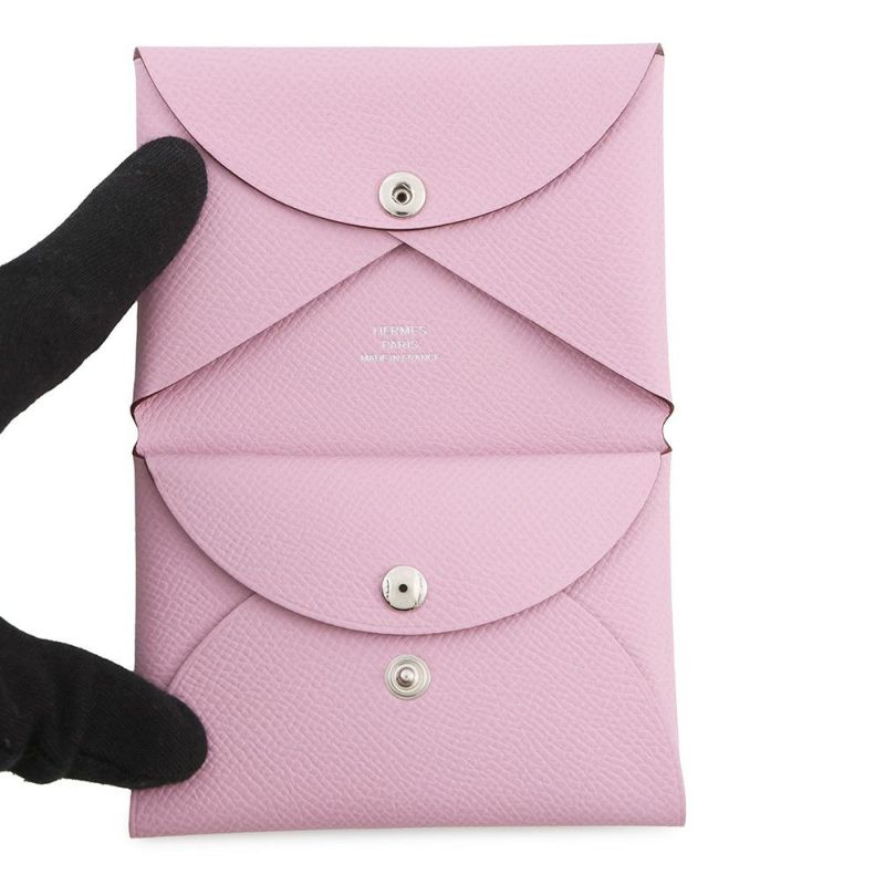 エルメス コインケース カルヴィ デュオ モーヴシルベストル/シルバー金具 エプソン K刻印 HERMES 財布