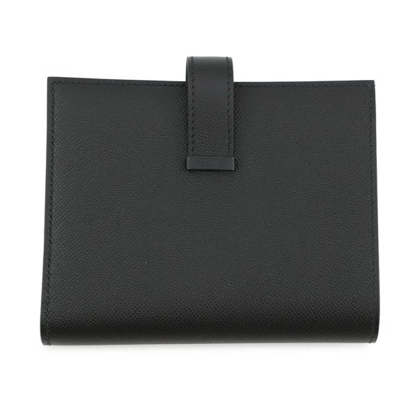 エルメス 二つ折り財布 ベアンコンパクト ブラック/ブラック金具 ヴォーマダム W刻印 黒