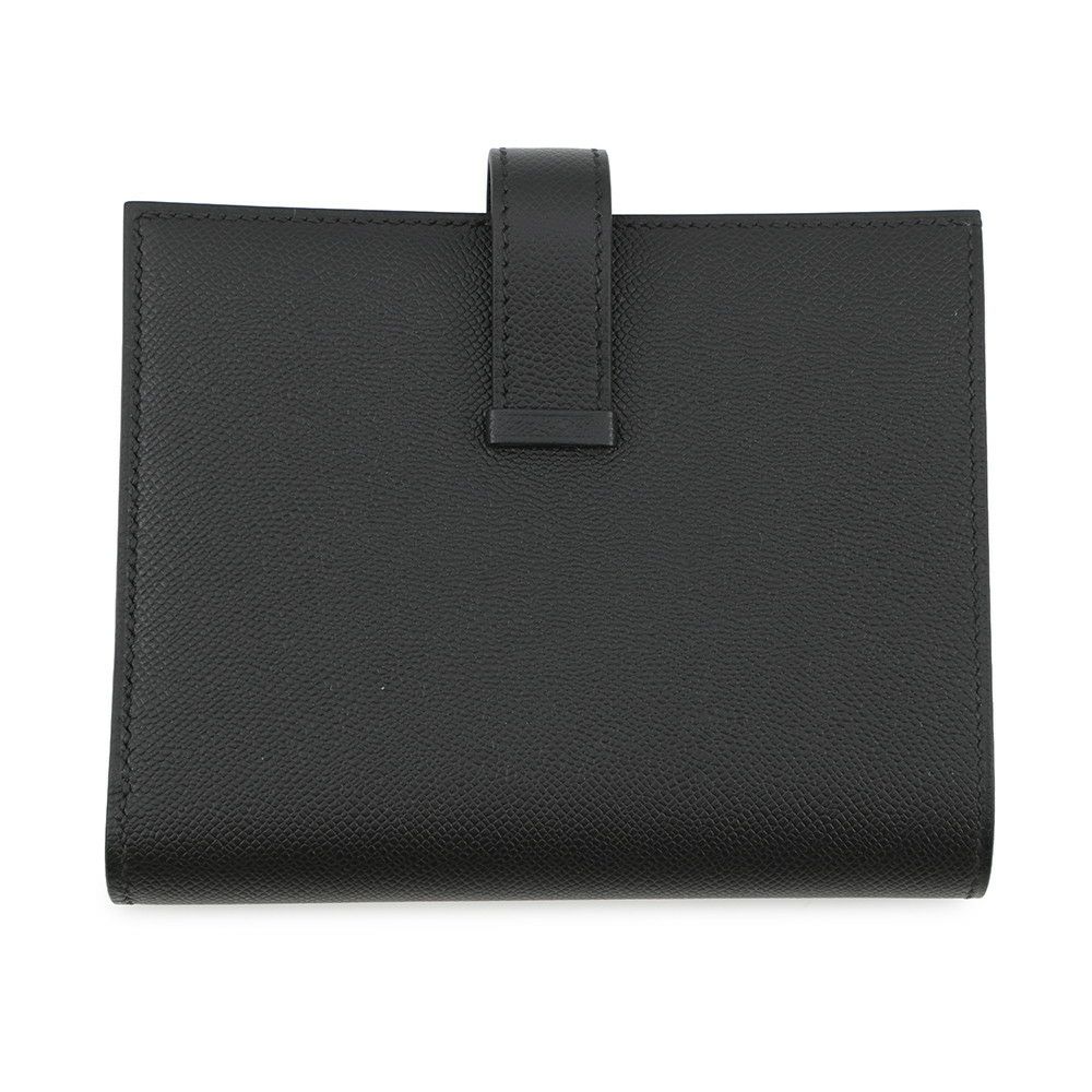 エルメス 二つ折り財布 ベアンコンパクト ブラック/ブラック金具 ヴォーマダム W刻印 黒