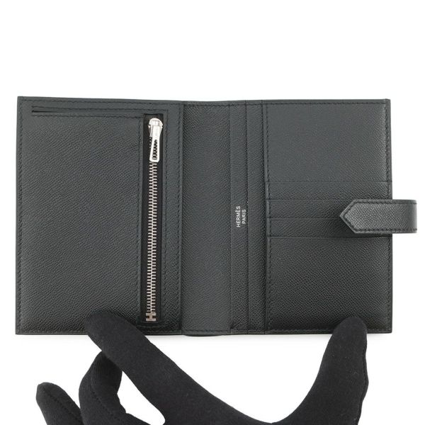 エルメス 二つ折り財布 ベアンコンパクト ブラック/ブラック金具