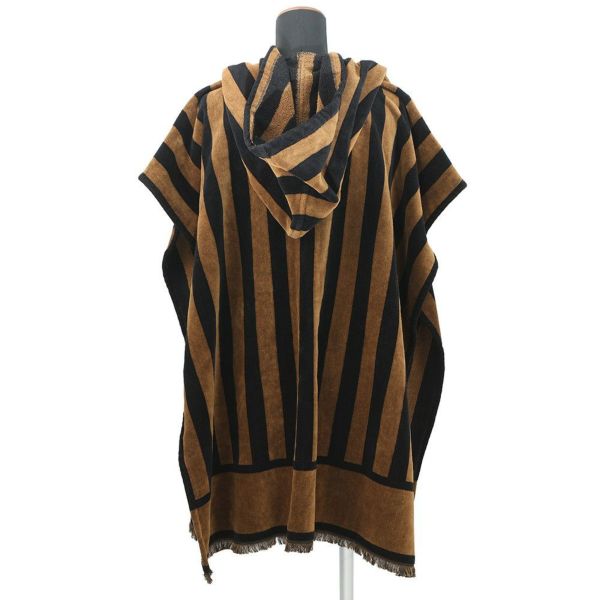 フェンディ ポンチョ ペカン ストライプ コットン FENDI アウター フード付き 黒