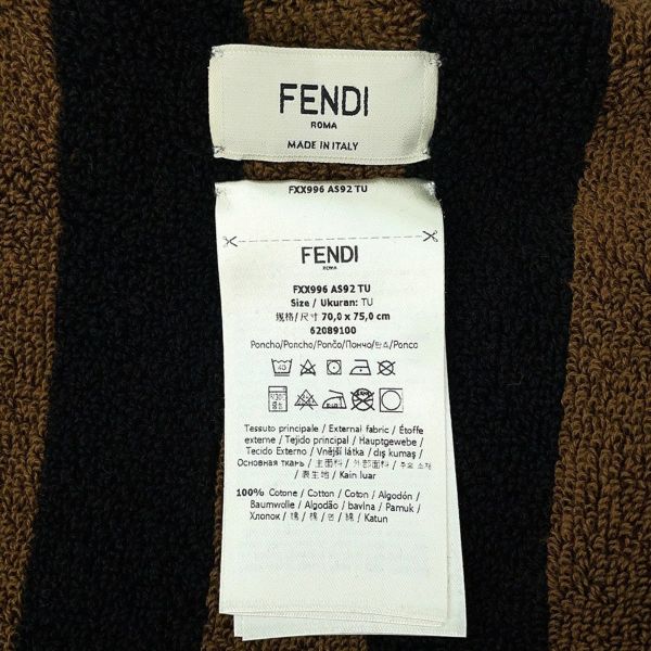 フェンディ ポンチョ ペカン ストライプ コットン FENDI アウター フード付き 黒