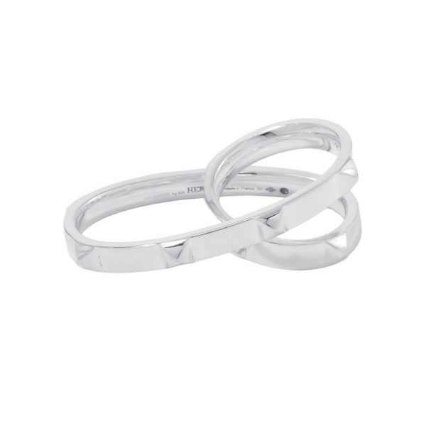 エルメス リング クルー・ドゥ・H ダブルフィンガー SV925シルバー H125631B リングサイズ53 HERMES ジュエリー 指輪