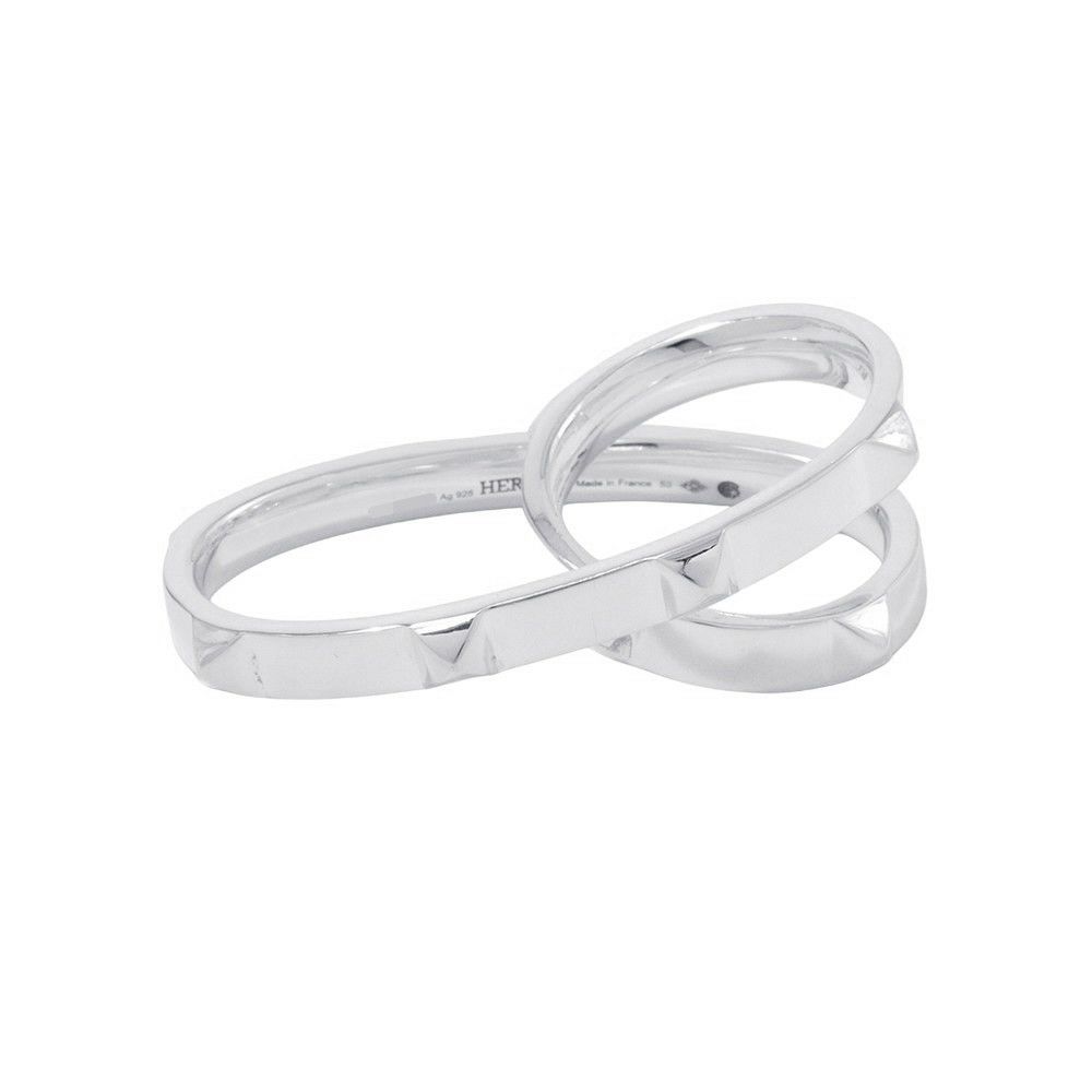 エルメス リング クルー・ドゥ・H ダブルフィンガー SV925シルバー H125631B リングサイズ53 HERMES ジュエリー 指輪