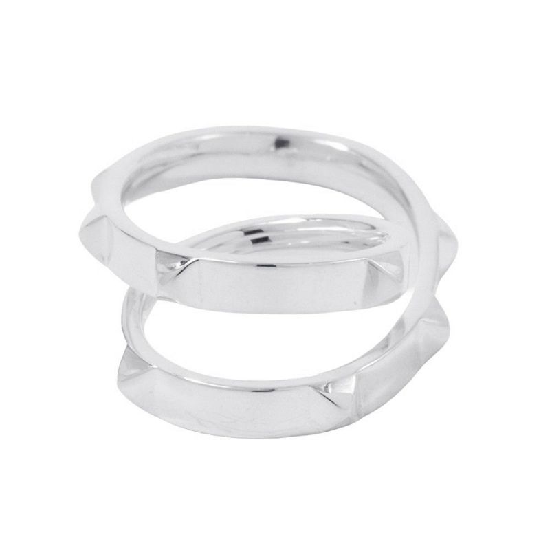 エルメス リング クルー・ドゥ・H ダブルフィンガー SV925シルバー H125631B リングサイズ53 HERMES ジュエリー 指輪