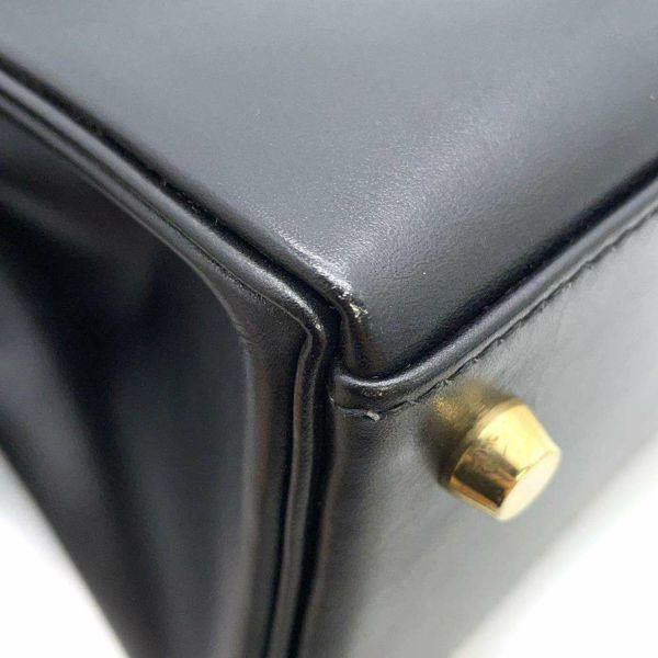 エルメス ハンドバッグ ケリー28 内縫い ブラック/ゴールド金具 ボックスカーフ □D刻印 2way 黒