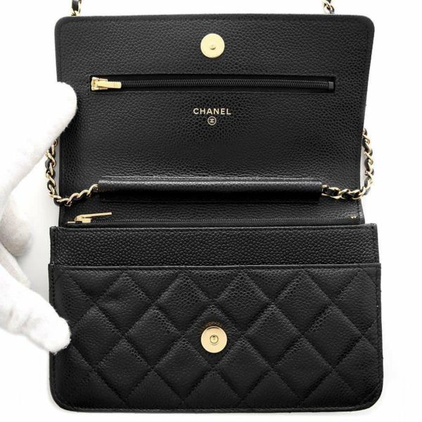 シャネル チェーンウォレット クラシック マトラッセ ココマーク キャビアスキン AP0250 CHANEL 財布 黒