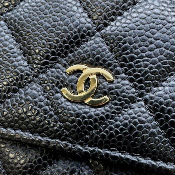 シャネル チェーンウォレット クラシック マトラッセ ココマーク キャビアスキン AP0250 CHANEL 財布 黒