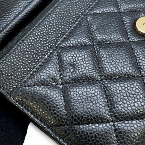 シャネル チェーンウォレット クラシック マトラッセ ココマーク キャビアスキン AP0250 CHANEL 財布 黒