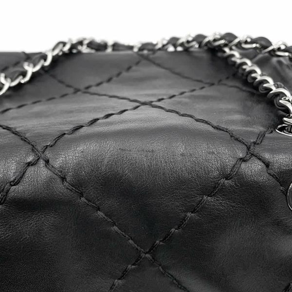 シャネル チェーンショルダーバッグ マトラッセ ココマーク ワイルドステッチ ダブルチェーン ラムスキン A34327 黒