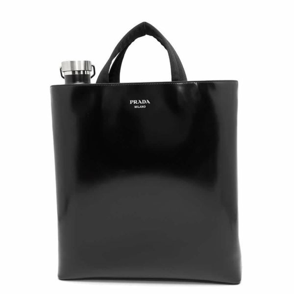 プラダ トートバッグ ウォーターボトル付きトート レザー 2VG113 PRADA 黒