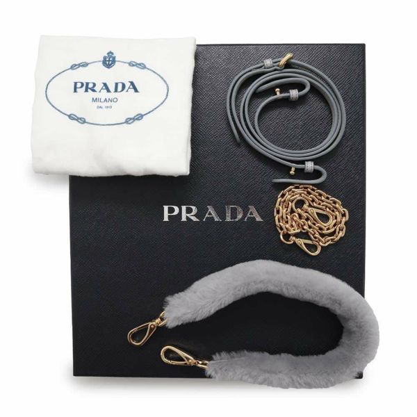 プラダ ショルダーバッグ トライアングル シアリング/レザー 1BC543 PRADA 3wayショルダーバッグ