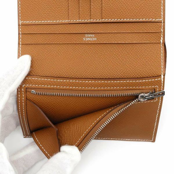 エルメス 二つ折り財布 ベアンコンパクト ゴールド/シルバー金具 エプソン W刻印 HERMES 財布