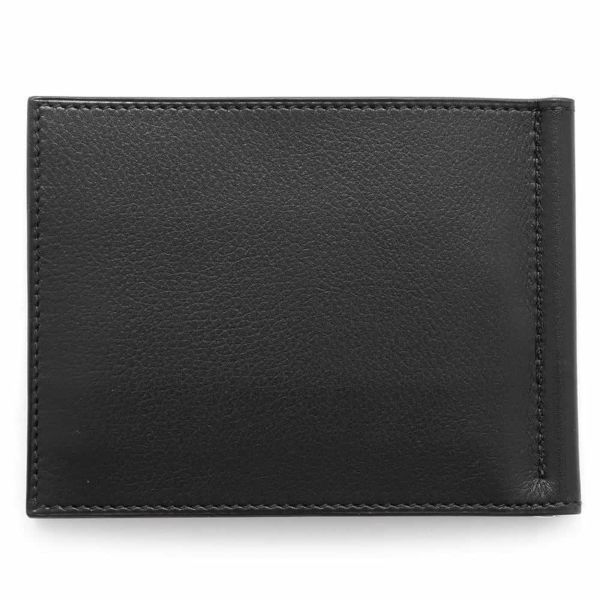 エルメス 二つ折り財布 ポーカーGM ブラック/シルバー金具 エバーグレイン HERMES メンズ