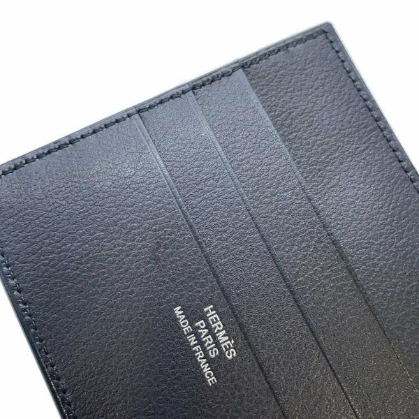 エルメス 二つ折り財布 ポーカーGM ブラック/シルバー金具 エバーグレイン HERMES メンズ