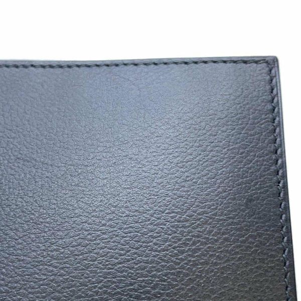 エルメス 二つ折り財布 ポーカーGM ブラック/シルバー金具 エバーグレイン HERMES メンズ