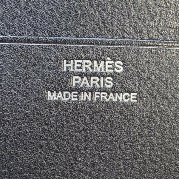 エルメス 二つ折り財布 ポーカーGM ブラック/シルバー金具 エバーグレイン HERMES メンズ