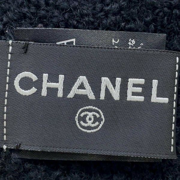 シャネル ニット帽 ココマーク ツイード カシミヤ シルク AA932B13710 CHANEL 帽子 黒 白