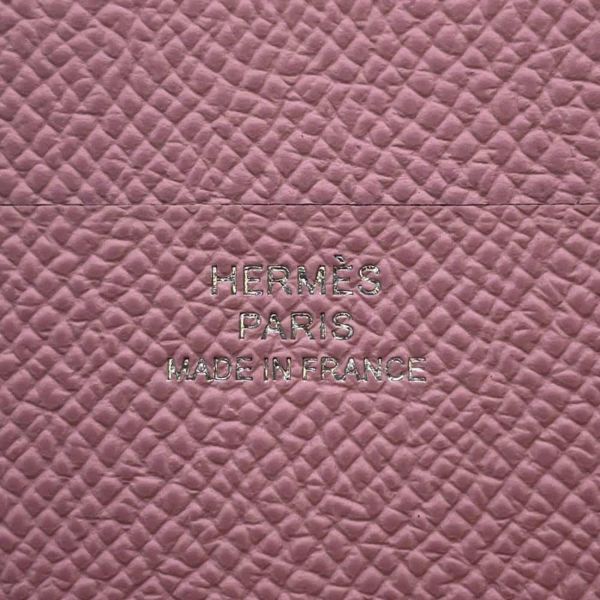 エルメス 三つ折り財布 ベアン コンビネ ヴェルソ チャイ/モーヴシルベストル/シルバー金具 エプソン W刻印