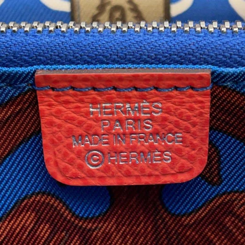 エルメス コインケース アザップコンパクト シルクイン ローズテキサス/シルバー金具 エプソン Z刻印