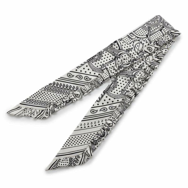 エルメス スカーフ ツイリー フリル エプロン・ドール・バンダナ シルク 2024SS 黒 白