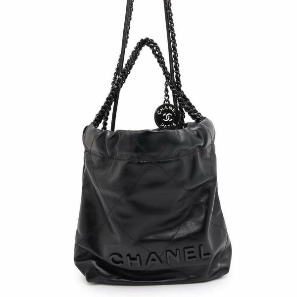 シャネル ハンドバッグ CHANEL 22 ミニ ココマーク マトラッセ カーフレザー AS3980 CHANEL 2wayショルダーバッグ 黒