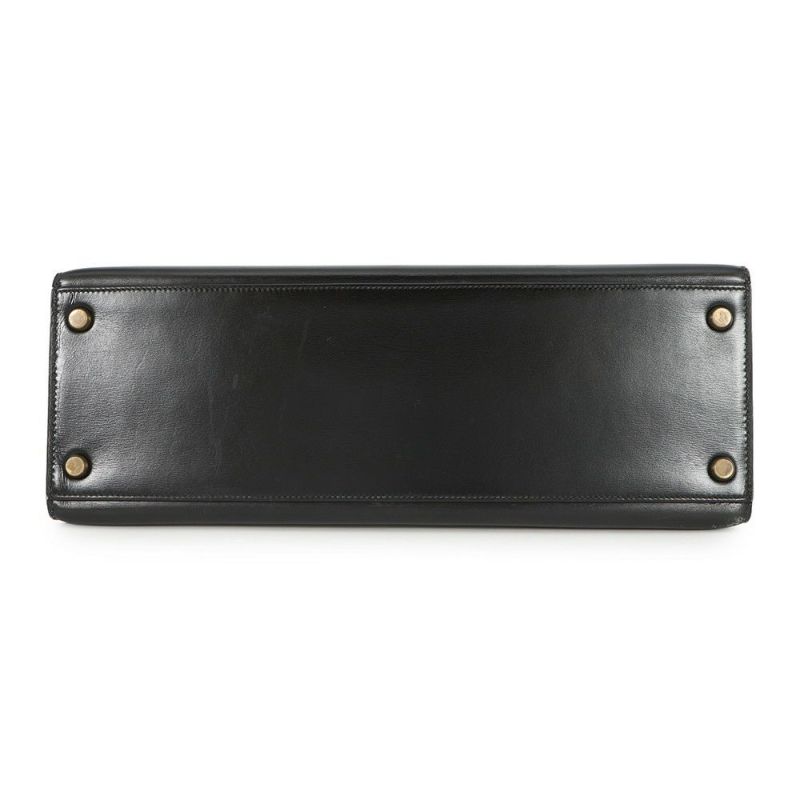 エルメス ハンドバッグ ケリー32 外縫い ブラック/ゴールド金具 ボックスカーフ 〇K刻印 黒 クラシックケリー ヴィンテージ