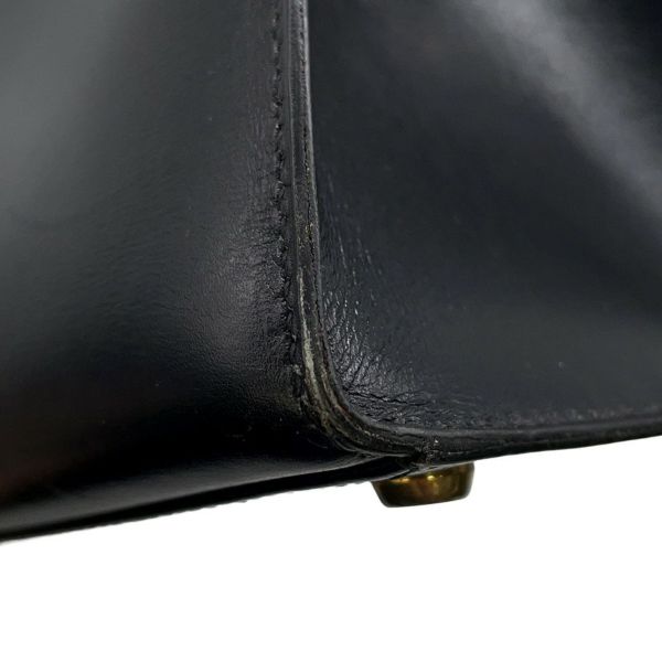 エルメス ハンドバッグ ケリー32 外縫い ブラック/ゴールド金具 ボックスカーフ 〇K刻印 黒 クラシックケリー ヴィンテージ