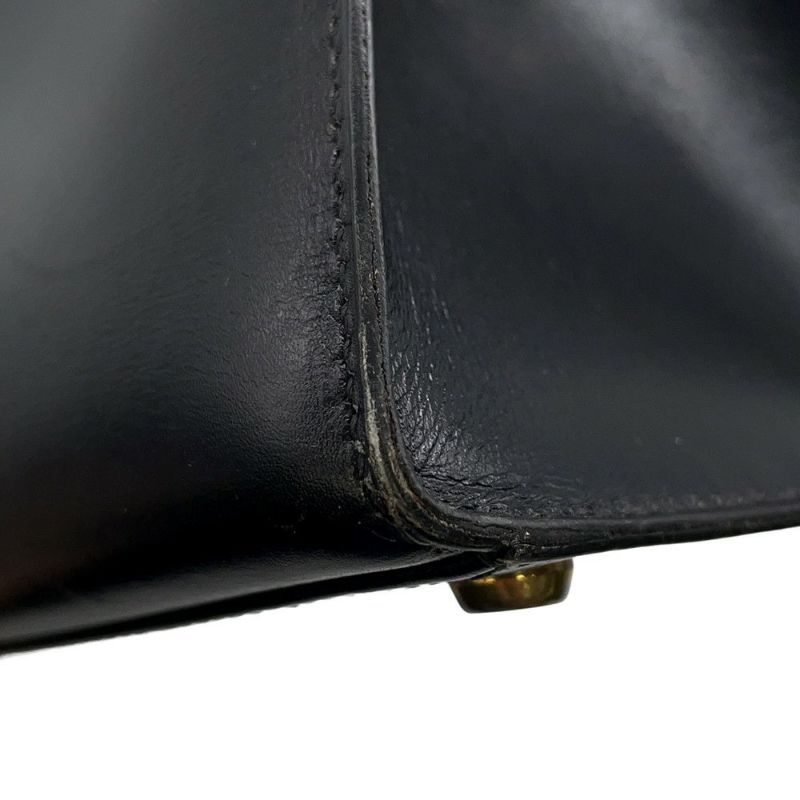 エルメス ハンドバッグ ケリー32 外縫い ブラック/ゴールド金具 ボックスカーフ 〇K刻印 黒 クラシックケリー ヴィンテージ