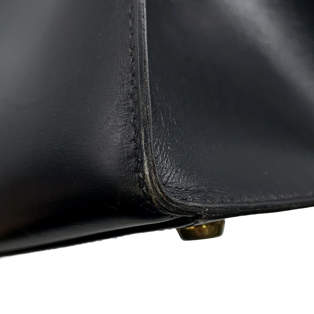 エルメス ハンドバッグ ケリー32 外縫い ブラック/ゴールド金具 ボックスカーフ 〇K刻印 黒 クラシックケリー ヴィンテージ