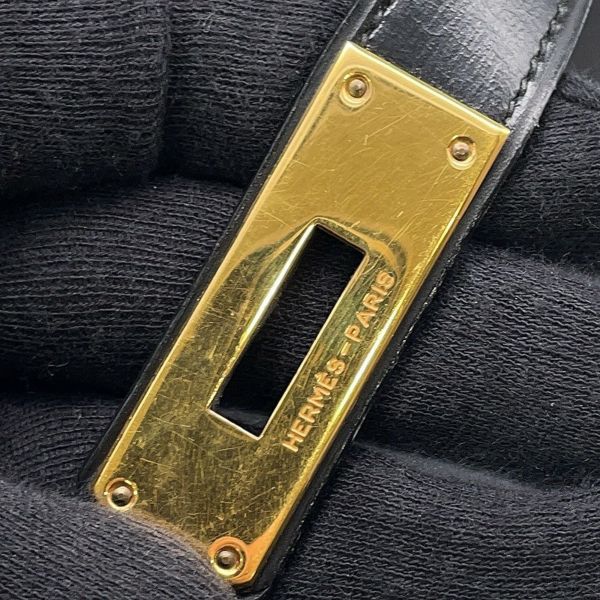 エルメス ハンドバッグ ケリー32 外縫い ブラック/ゴールド金具 ボックスカーフ 〇K刻印 黒 クラシックケリー ヴィンテージ