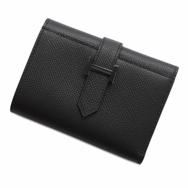 エルメス 三つ折り財布 ベアン コンビネ ブラック/ブラック金具 エプソン B刻印 HERMES 財布 黒