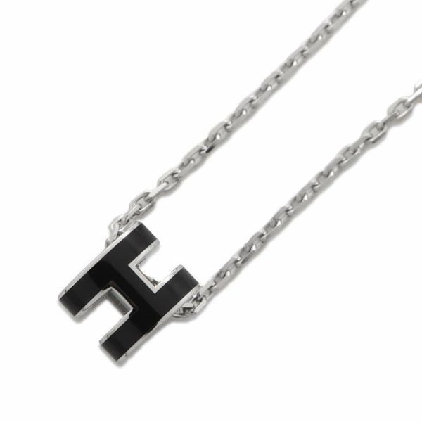 エルメス ネックレス ミニ・ポップアッシュ ブラック/シルバー金具 HERMES アクセサリー 黒