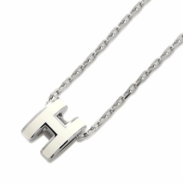 エルメス ネックレス ミニ・ポップアッシュ ホワイト/シルバー金具 HERMES アクセサリー 白