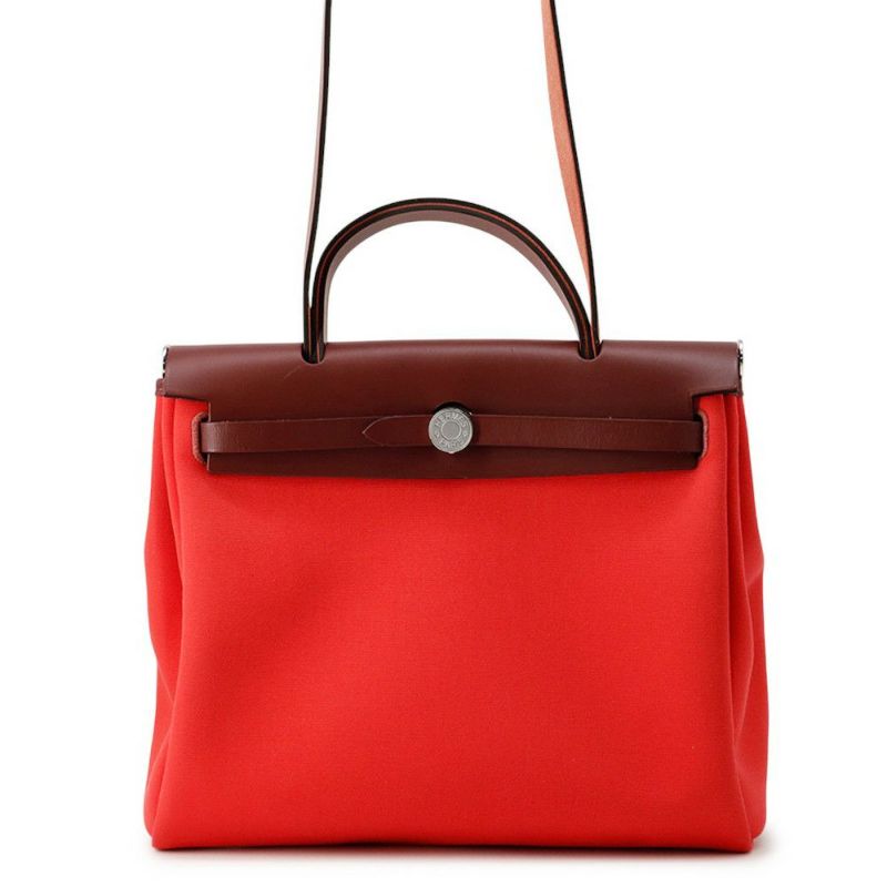 エルメス エールバッグジップPM ルージュセリエ/シルバー金具 トワルオフィシエ/ボックスカーフ B刻印