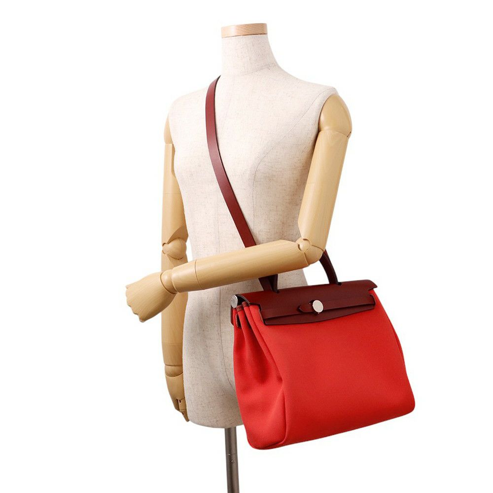 エルメス エールバッグジップPM ルージュセリエ/シルバー金具 トワルオフィシエ/ボックスカーフ B刻印