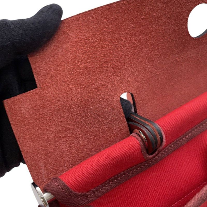 エルメス エールバッグジップPM ルージュセリエ/シルバー金具 トワルオフィシエ/ボックスカーフ B刻印