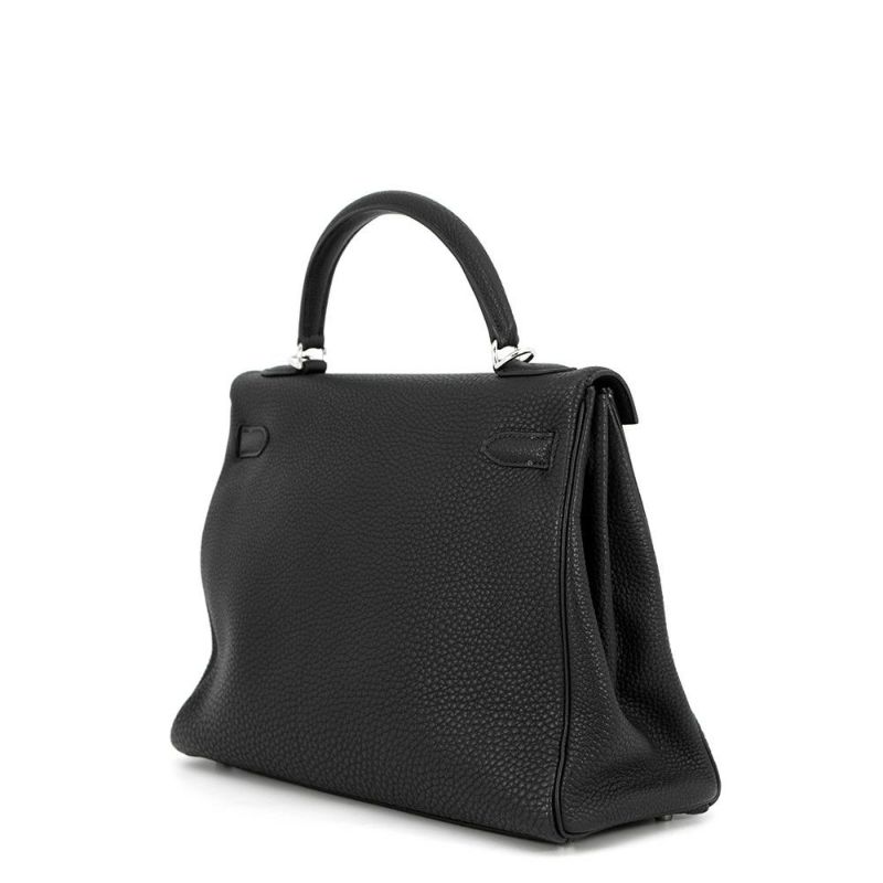 エルメス ハンドバッグ ケリー32 内縫い ブラック/シルバー金具 トゴ □F刻印 2wayショルダー 黒