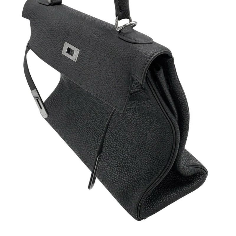 エルメス ハンドバッグ ケリー32 内縫い ブラック/シルバー金具 トゴ □F刻印 2wayショルダー 黒