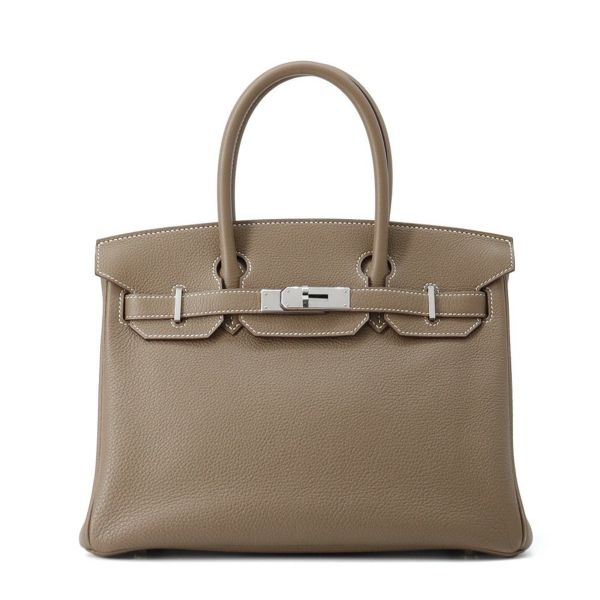 エルメス バーキン30 エトゥープ/シルバー金具 トゴ D刻印 HERMES Birkin ハンドバッグ