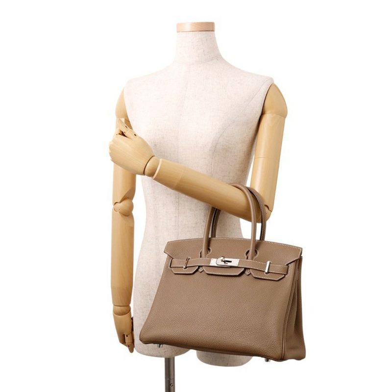エルメス バーキン30 エトゥープ/シルバー金具 トゴ D刻印 HERMES Birkin ハンドバッグ
