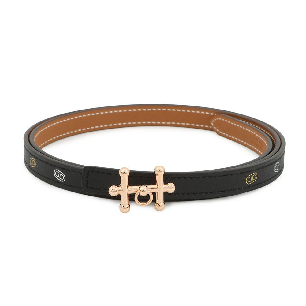 エルメス ベルト ギャロパン シュール・メール ブラック/ゴールド/ピンクゴールド金具 W刻印 サイズ90 黒