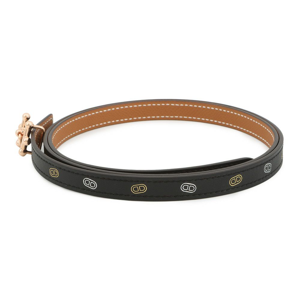 エルメス ベルト ギャロパン シュール・メール ブラック/ゴールド/ピンクゴールド金具 W刻印 サイズ90 黒