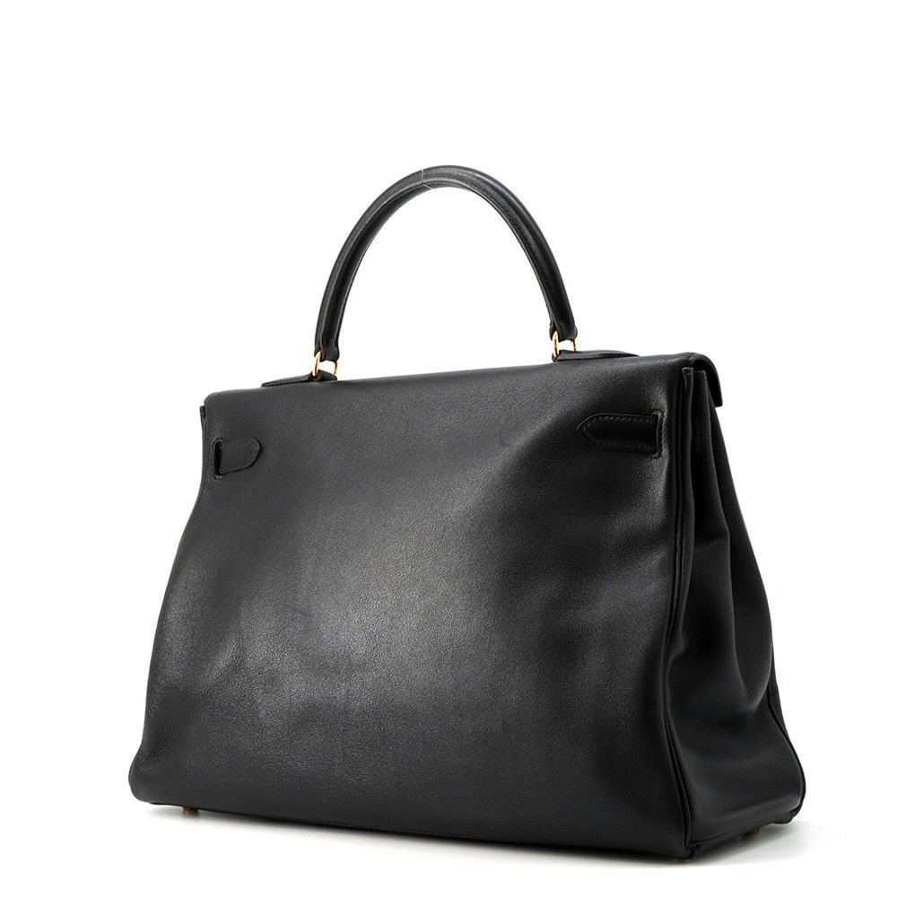 エルメス ハンドバッグ ケリー35 内縫い ブラック/ゴールド金具 ヴォーガリバー Z刻印 HERMES 2wayショルダー 黒