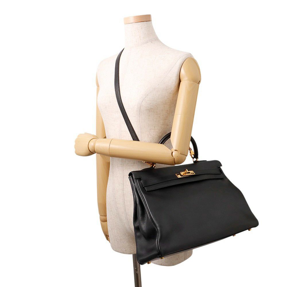 エルメス ハンドバッグ ケリー35 内縫い ブラック/ゴールド金具 ヴォーガリバー Z刻印 HERMES 2wayショルダー 黒