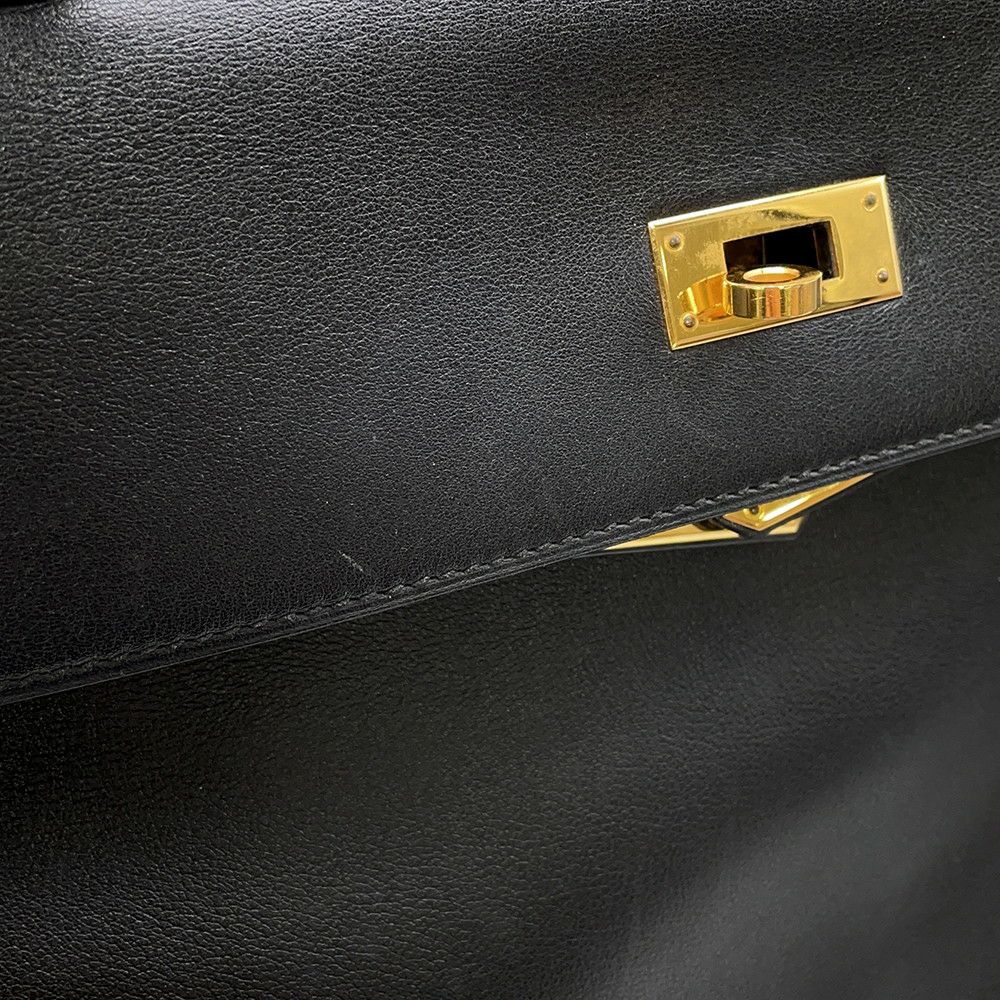 エルメス ハンドバッグ ケリー35 内縫い ブラック/ゴールド金具 ヴォーガリバー Z刻印 HERMES 2wayショルダー 黒